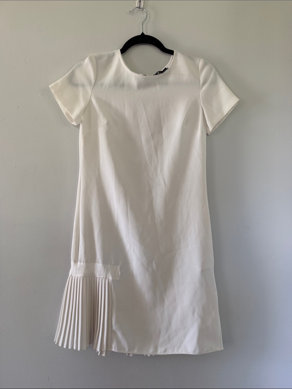 Armani Jeans | Womens White Short-Sleeve Dress with Pleated Accent